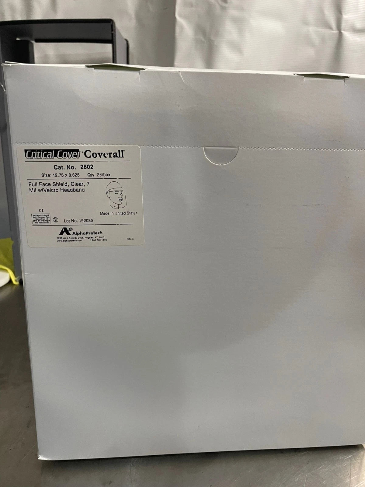 (2) Boxes of 25 Alpha Protech Critical Cover Coverall 2802 Full Face Shields