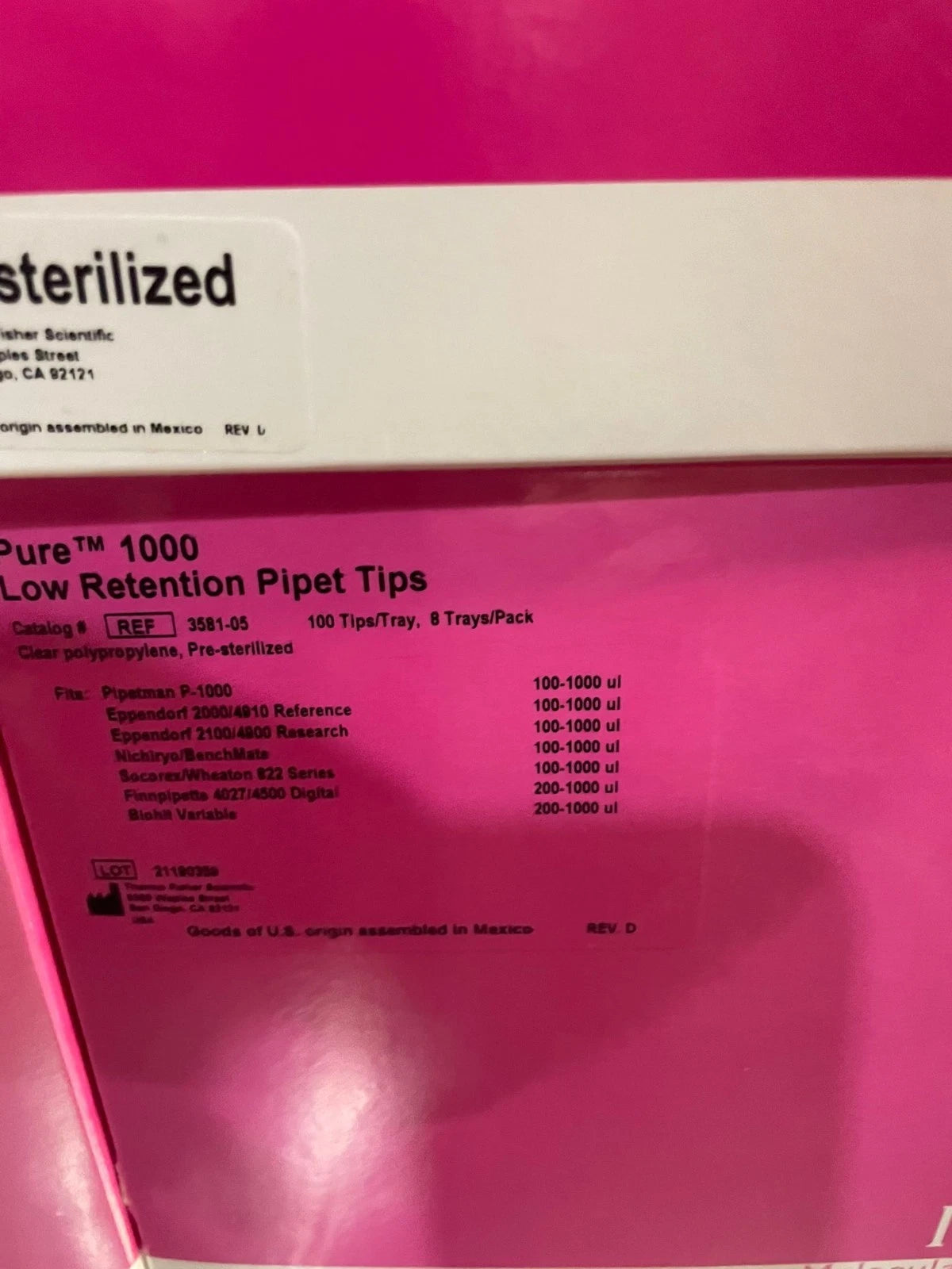 Thermo Molecular BioProductsPure 100 µL -1000 µL Pipet Tips 3581-05 (lot of 4)