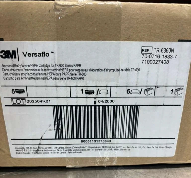 3M Versaflo HEPA Cartridge TR-6360N, Ammonia/Methylamine 5PK