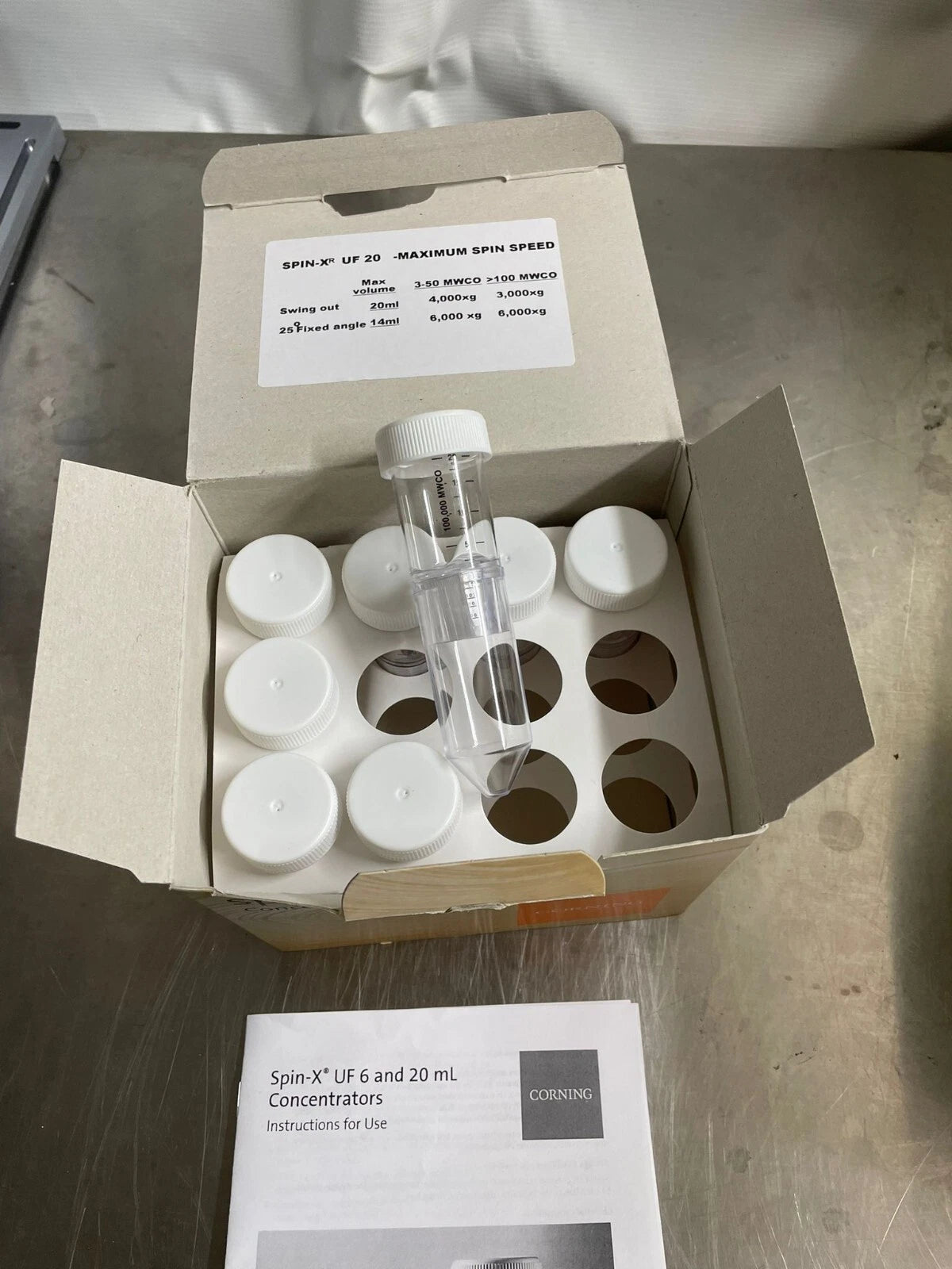 (8) CORNING Spin-X UF 20mL Concentrator 100k MWCO PES 431491