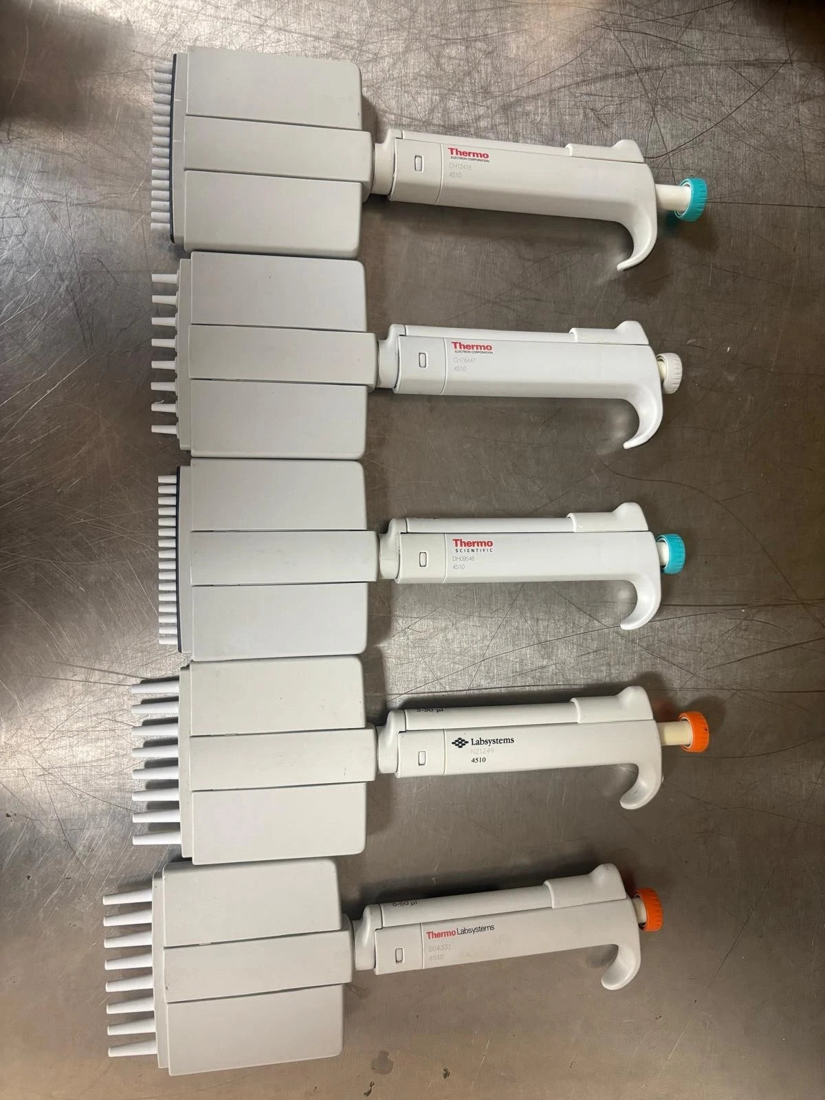 Set Of 5 FinnPipette 8 and 16 channel manual pipette