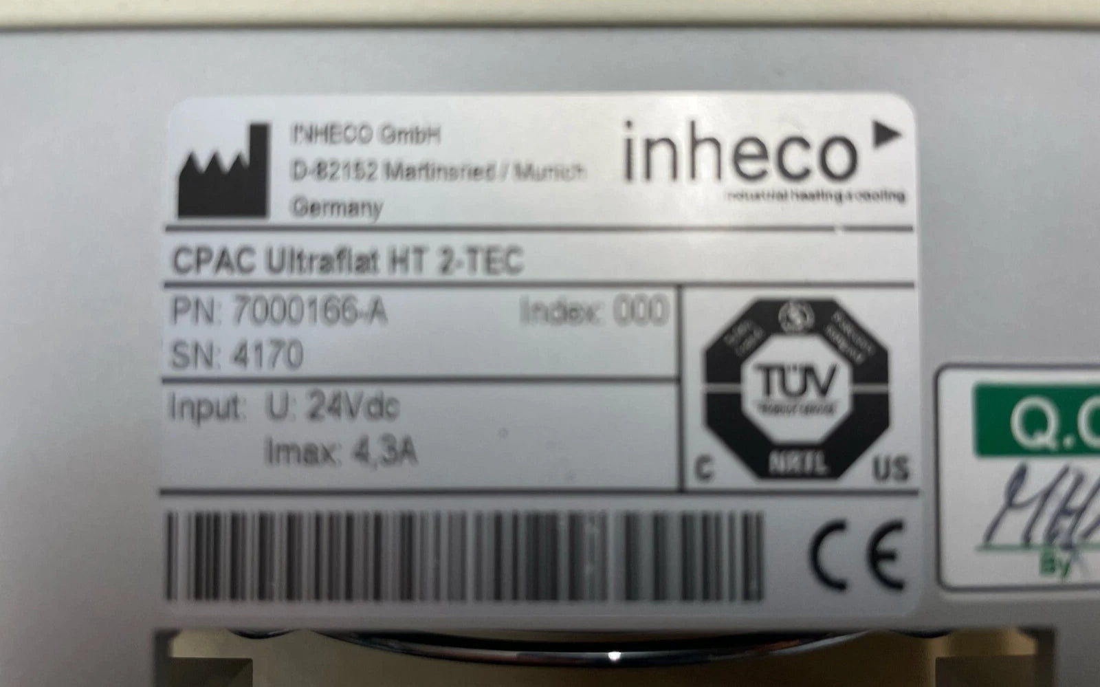 CPAC Ultraflat HT 2-Tec Hamilton Inheco 7000166-A w Block 30 days Warranty
