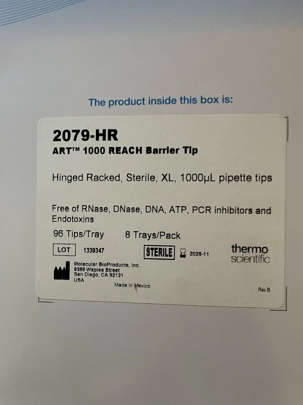 THERMO Scientiufic ART 1000µL Reach Barrier Tips sterile 2079-HR