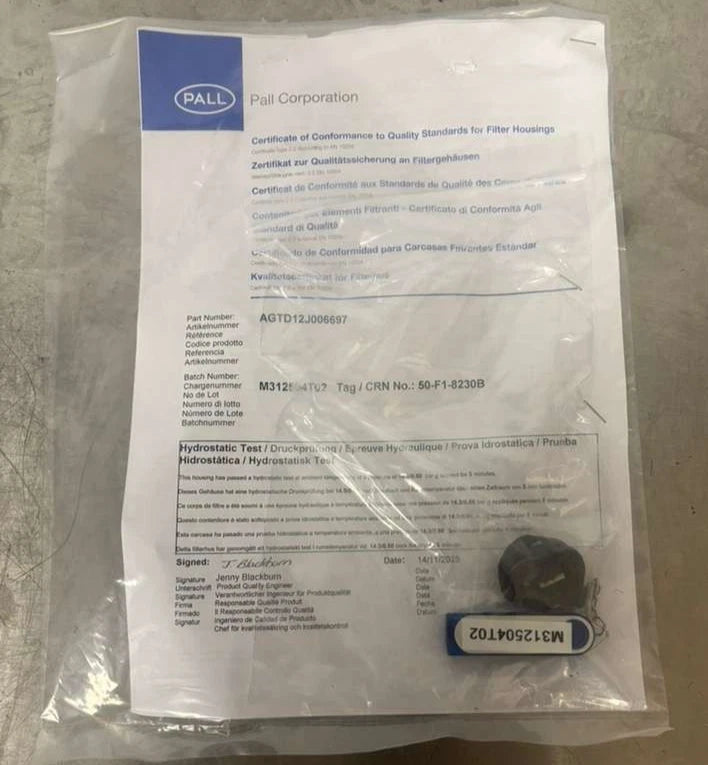 PALL ADVANTA HOUSING AGTD12J006697 Stainless Tri-Clamp Filter Housing
